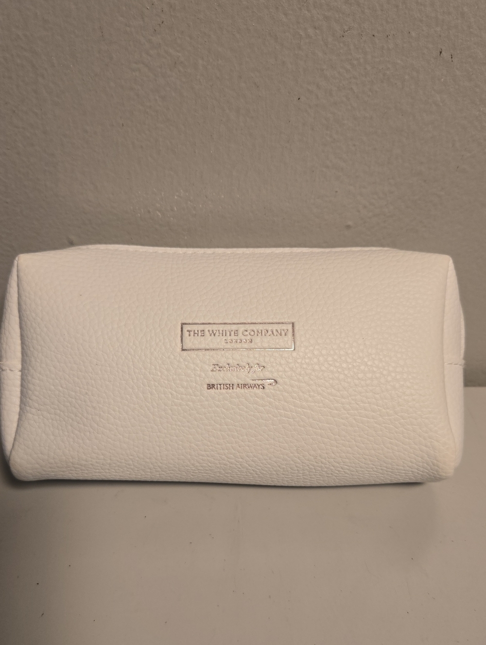 The White Company White Pebbled Leather Cosmetic Pouch